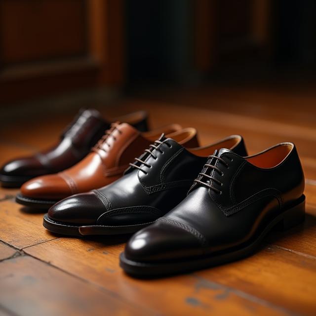 Line-up of men's shoes